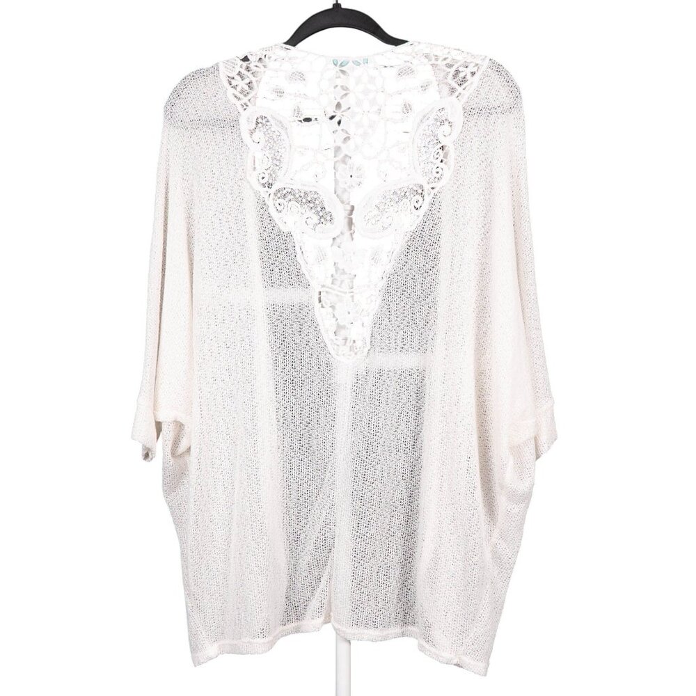 Sheer Knit Cardigan XL Womens Off White Lace Back Detail Y2K Boho Hippie Indie - Picture 5 of 5